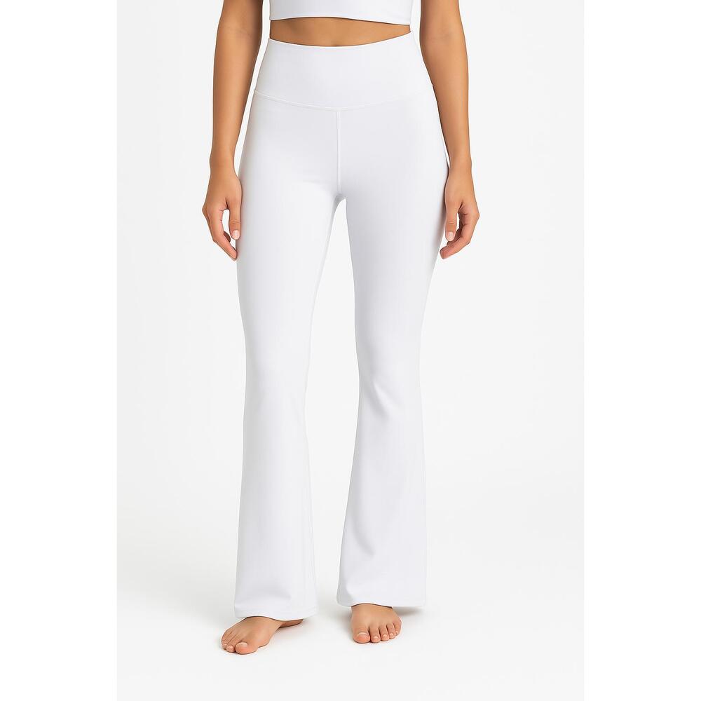 MiniBeast Women's Flare Yoga Pants Size M White High Waist Stretch Activewear